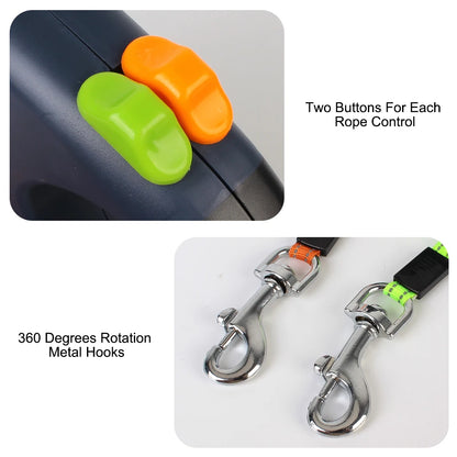 Auto Retractable Dual Dog Leash With Flashlight