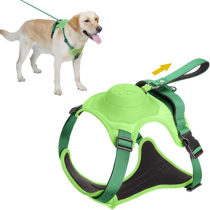 Retractable Dog Harness and Retractable Leash Set All-in-One.